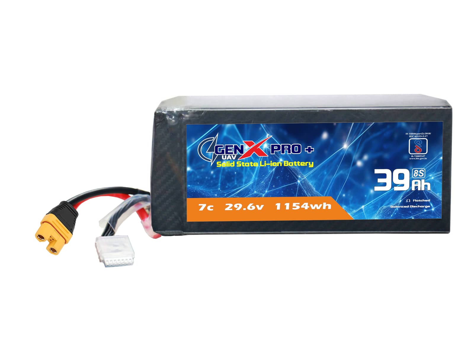 GenX Pro+ Solid State 29.6V 8S 39000mah 7C Premium Lithium Ion Solid State Rechargeable Battery 350wh/kg