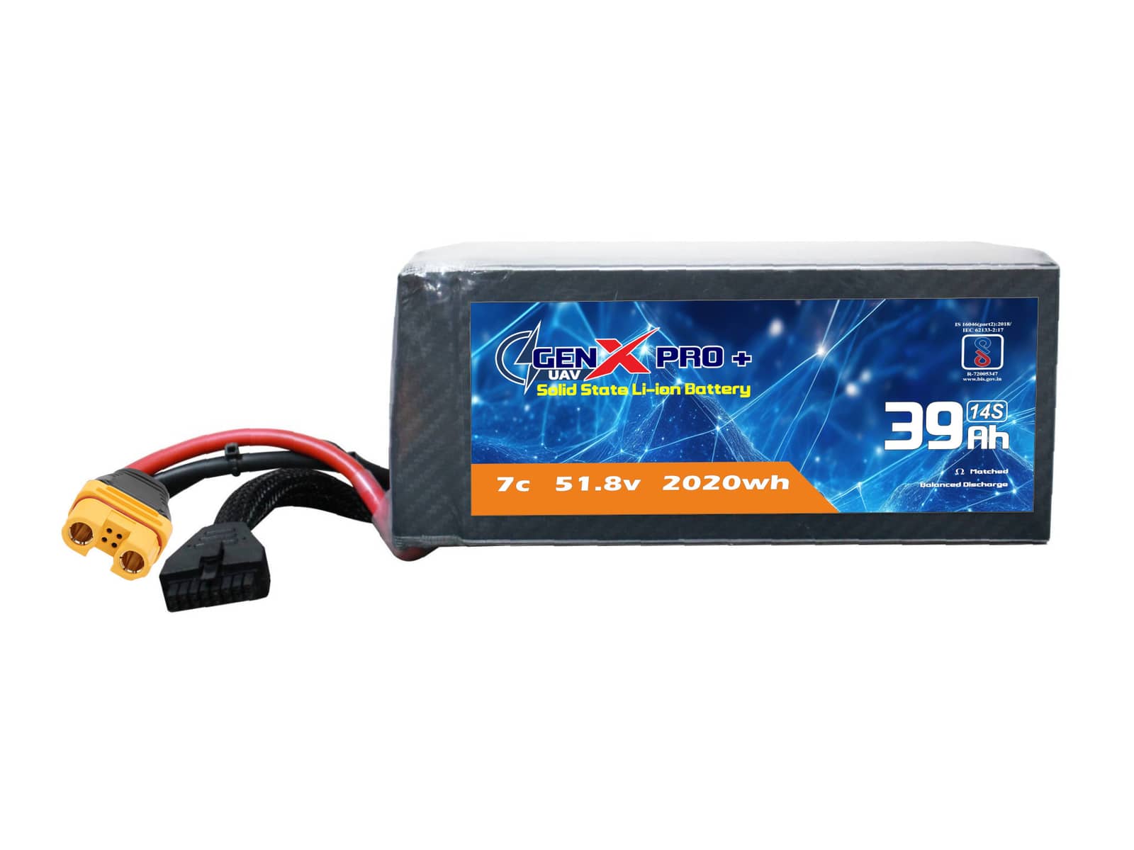GenX Pro+ Solid State 51.8V 14S 39000mah 7C Premium Lithium Ion Solid State Rechargeable Battery 350wh/kg