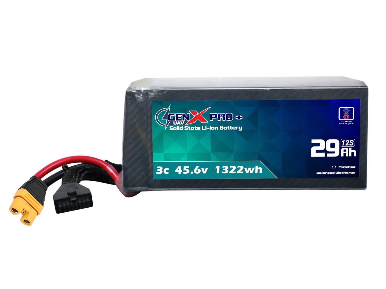 GenX Pro+ Solid State 45.6V 12S 29000mah 3C Premium Lithium Ion Solid State Rechargeable Battery 575wh/kg for Delivery Drone Battery