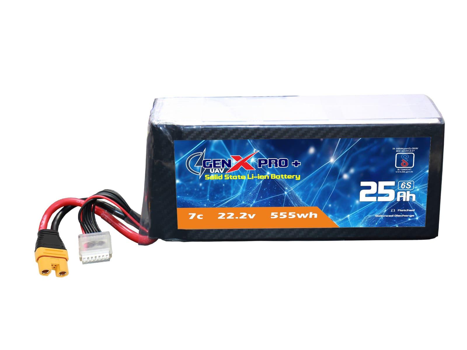 22.2V · 6S · 25000mAh · 7C — GenX Pro+ · Solid-State Series UAV battery pack
