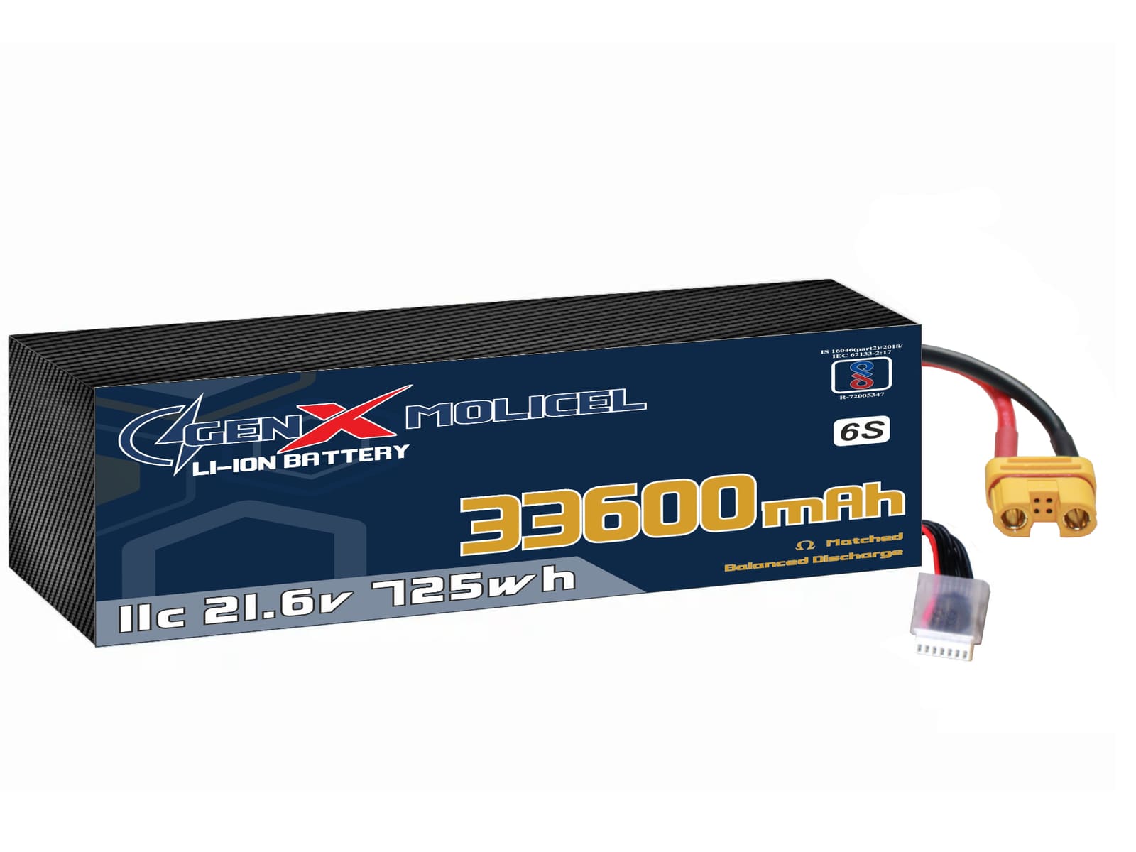 21.6V · 6S · 33600mAh · 11C — GenX UAV Battery Series UAV battery pack