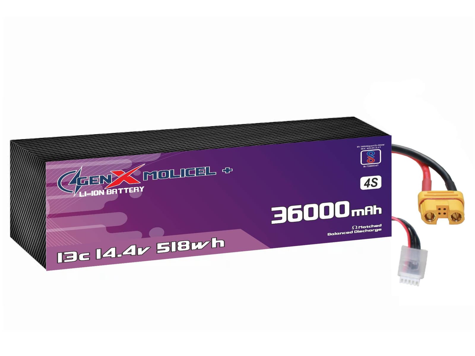 14.4V · 4S · 36000mAh · 13C — GenX UAV Battery Series UAV battery pack