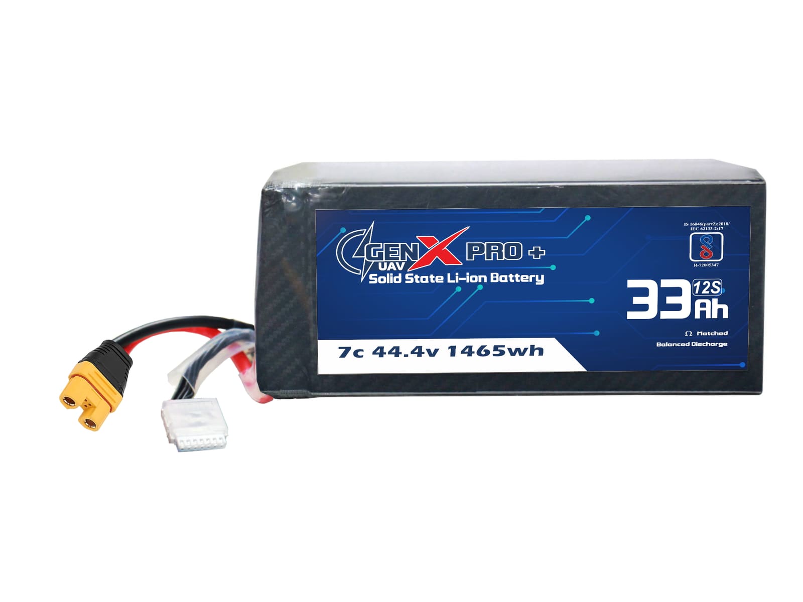 44.4V · 12S · 33000mAh · 3C — GenX Pro+ · Solid-State Series UAV battery pack