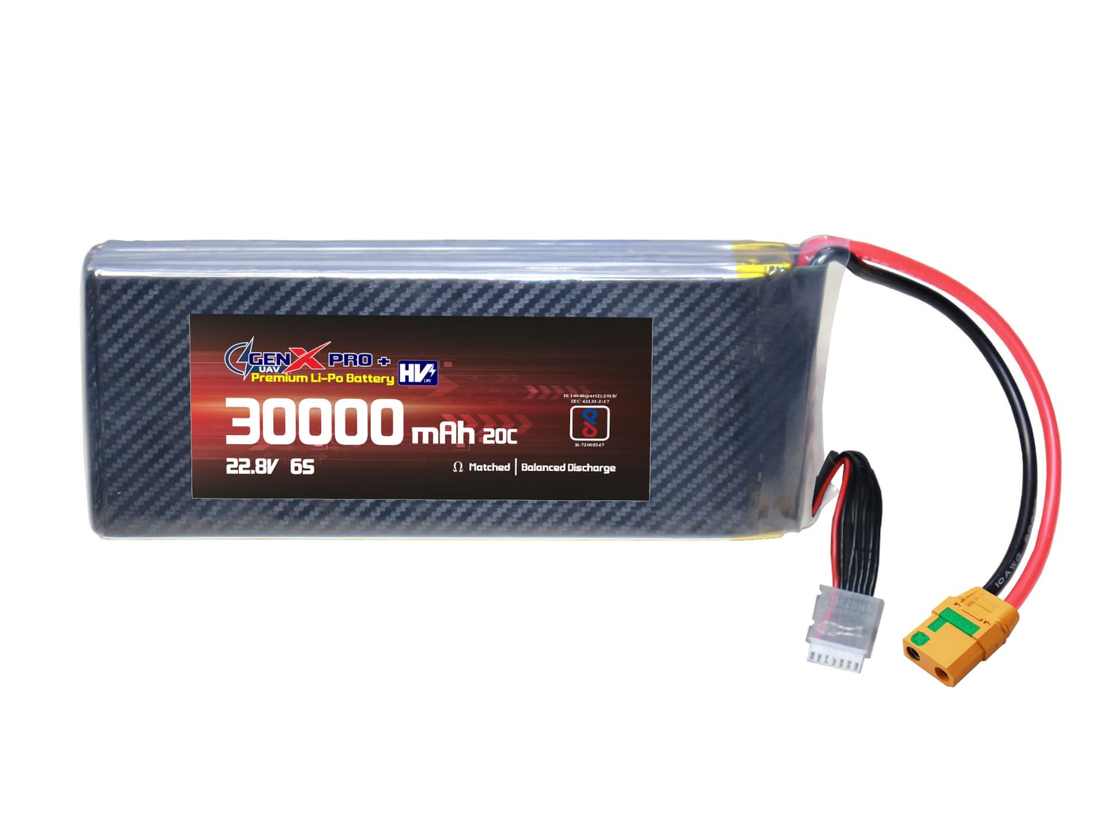 22.8V · 6S · 30000mAh · 40C — GenX LiPo Series UAV battery pack