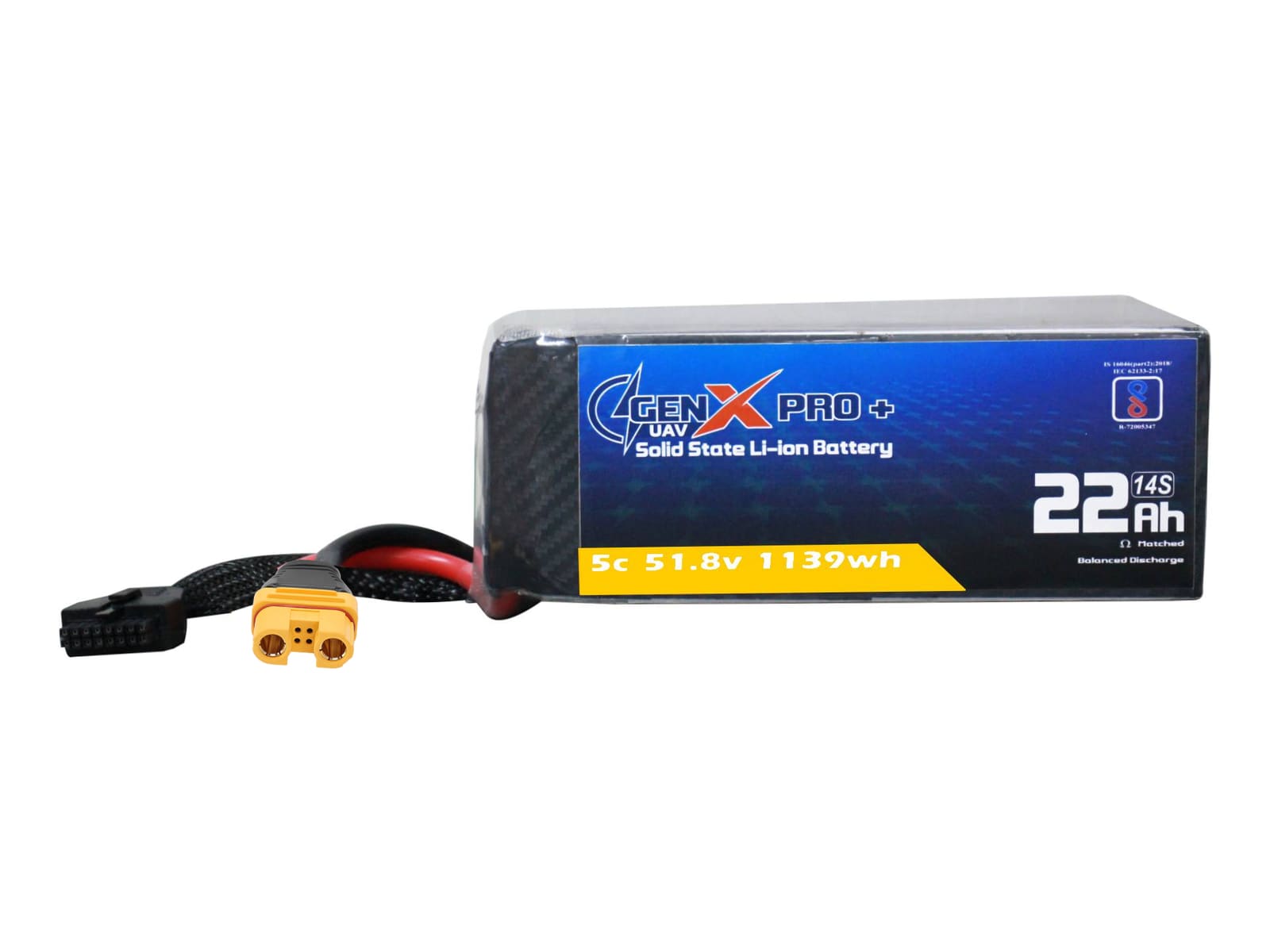 51.8V · 14S · 22000mAh · 10C — GenX Pro+ · Solid-State Series UAV battery pack