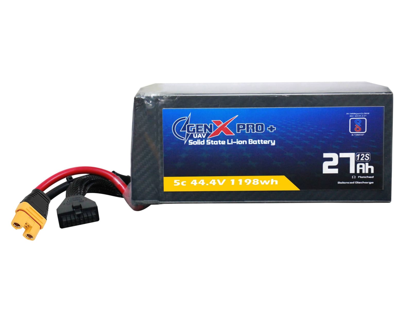 44.4V · 12S · 27000mAh · 10C — GenX Pro+ · Solid-State Series UAV battery pack