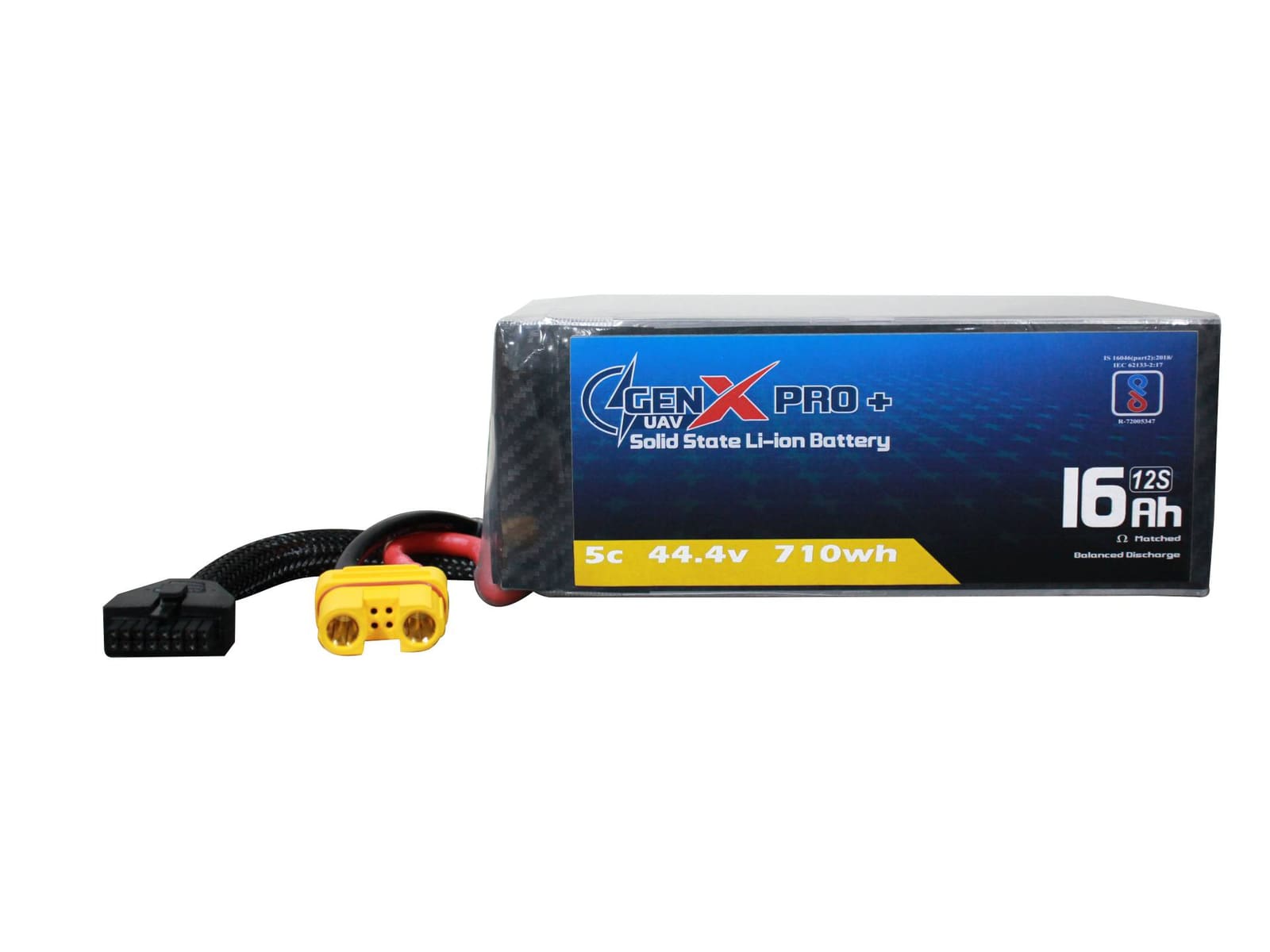44.4V · 12S · 16000mAh · 10C — GenX Pro+ · Solid-State Series UAV battery pack