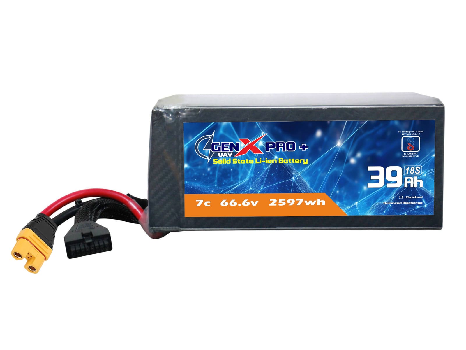 44.4V · 12S · 39000mAh · 7C — GenX Pro+ · Solid-State Series UAV battery pack