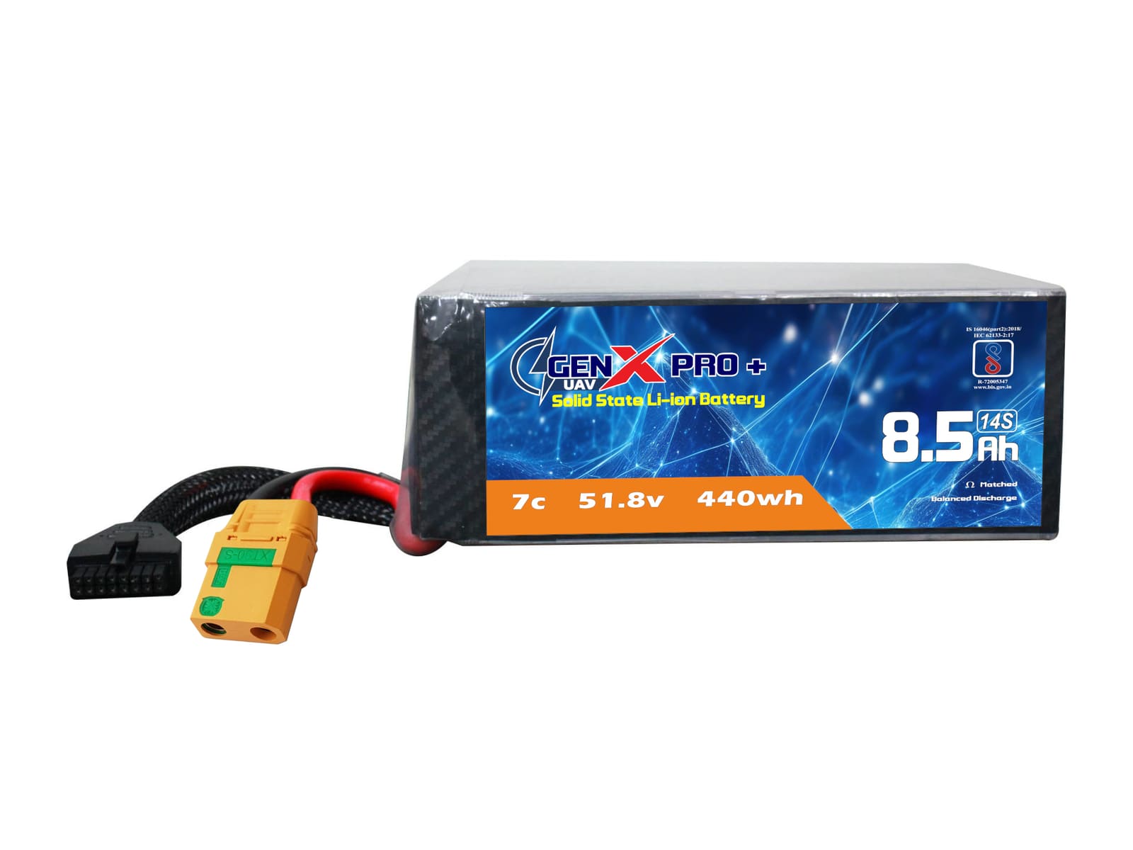 51.8V · 14S · 8500mAh · 7C — GenX Pro+ · Solid-State Series UAV battery pack