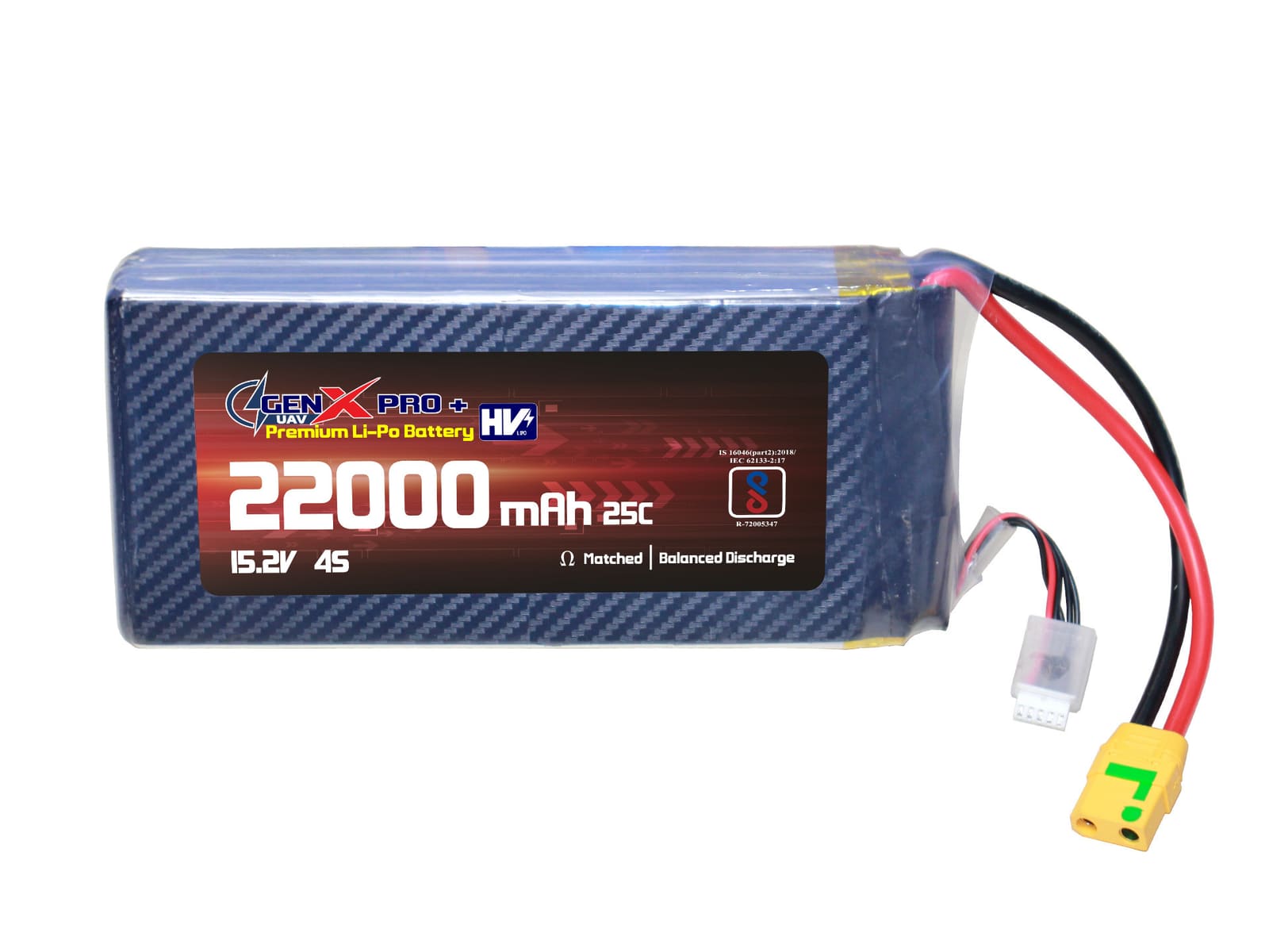 15.2V · 4S · 22000mAh · 40C — GenX LiPo Series UAV battery pack