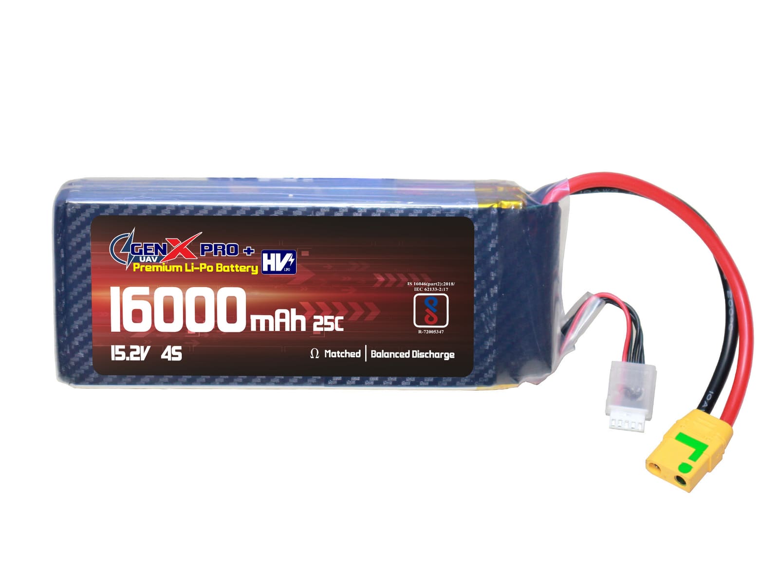 15.2V · 4S · 16000mAh · 40C — GenX LiPo Series UAV battery pack