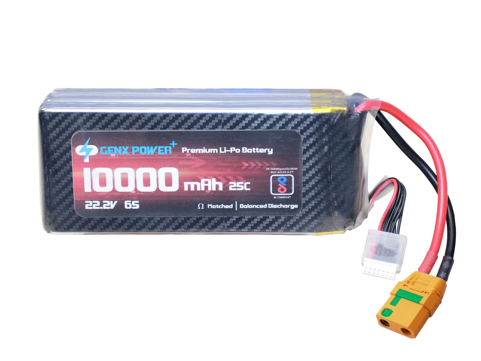 22.2V · 6S · 10000mAh · 40C — GenX LiPo Series UAV battery pack