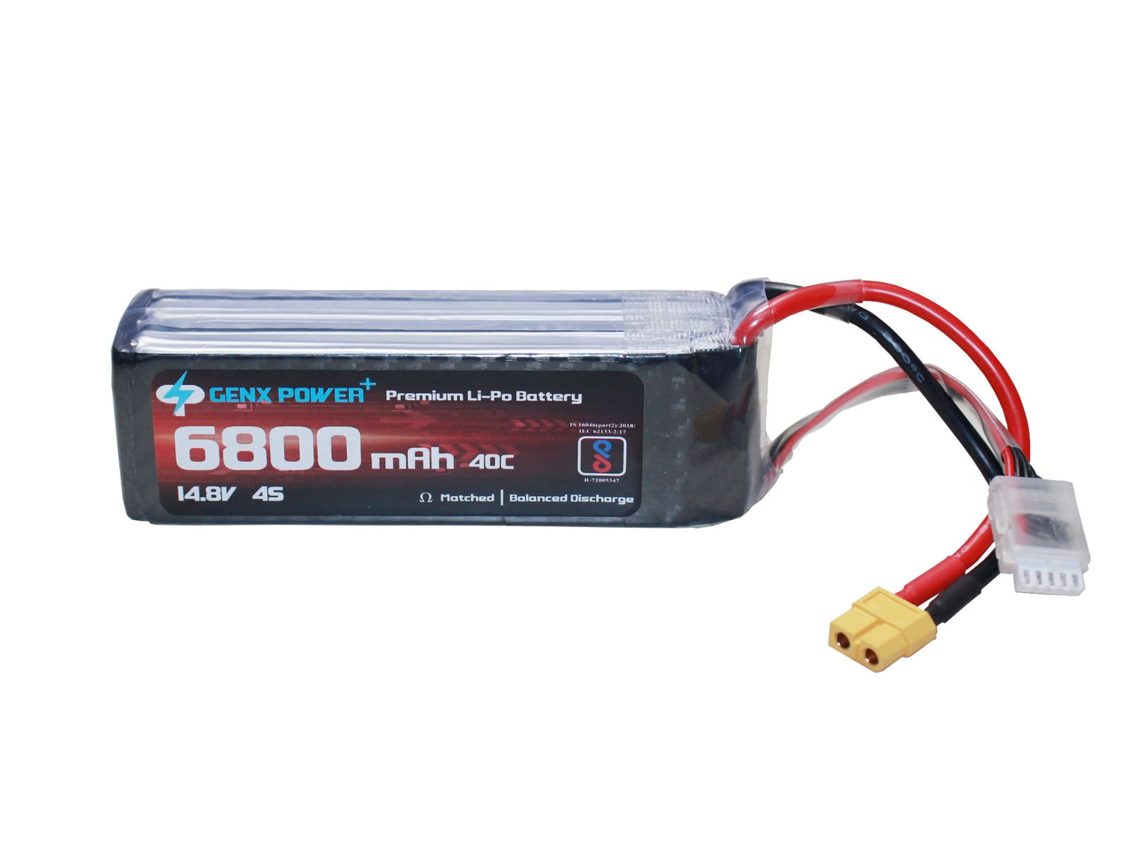 14.8V · 4S · 6800mAh · 40C — GenX LiPo Series UAV battery pack