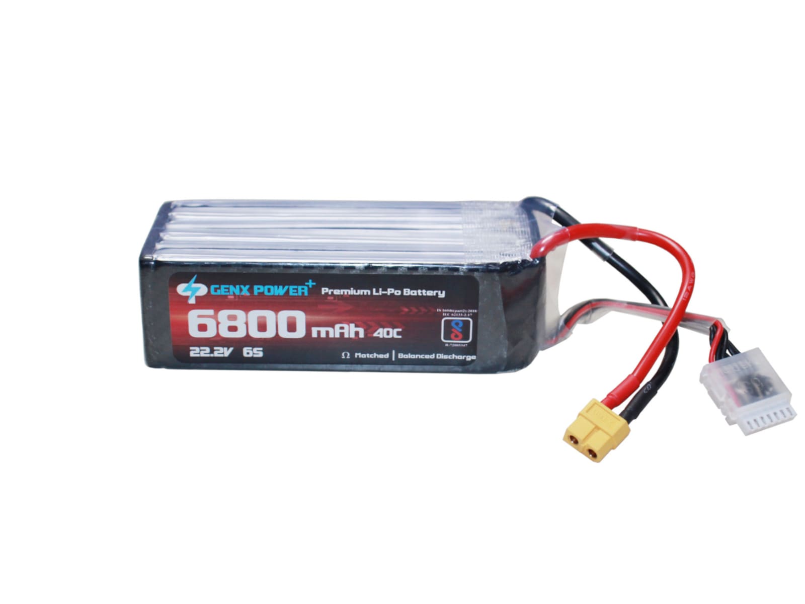 22.2V · 6S · 6800mAh · 40C — GenX LiPo Series UAV battery pack
