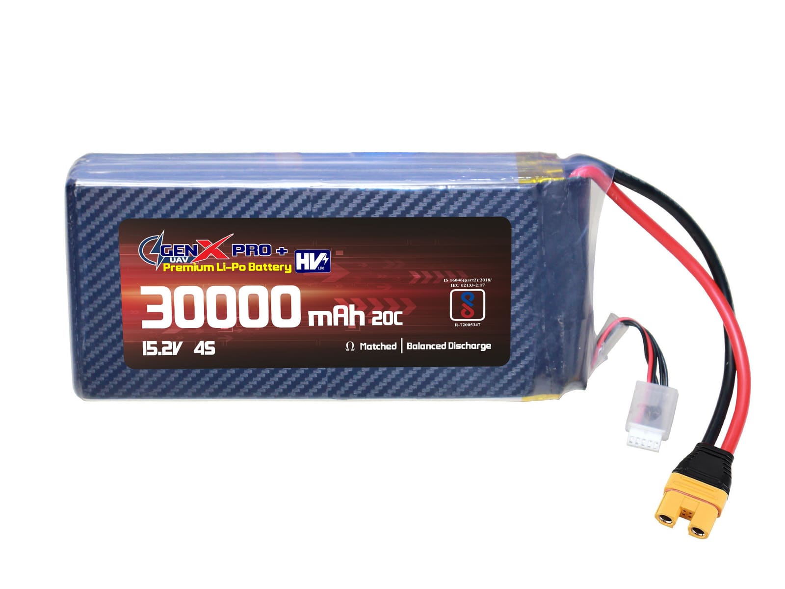 15.2V · 4S · 30000mAh · 40C — GenX LiPo Series UAV battery pack