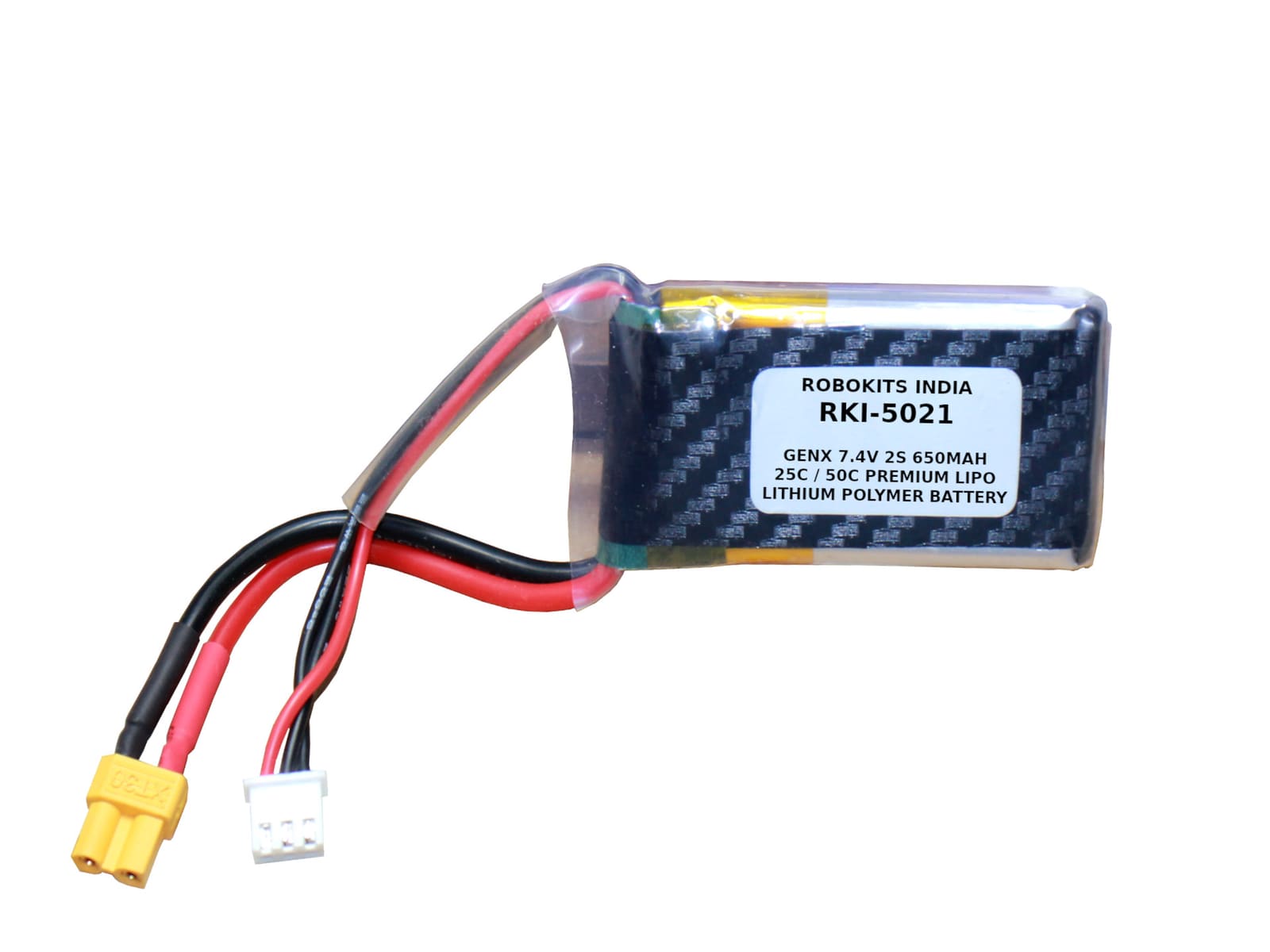 7.4V · 2S · 650mAh · 60C — GenX LiPo Series UAV battery pack