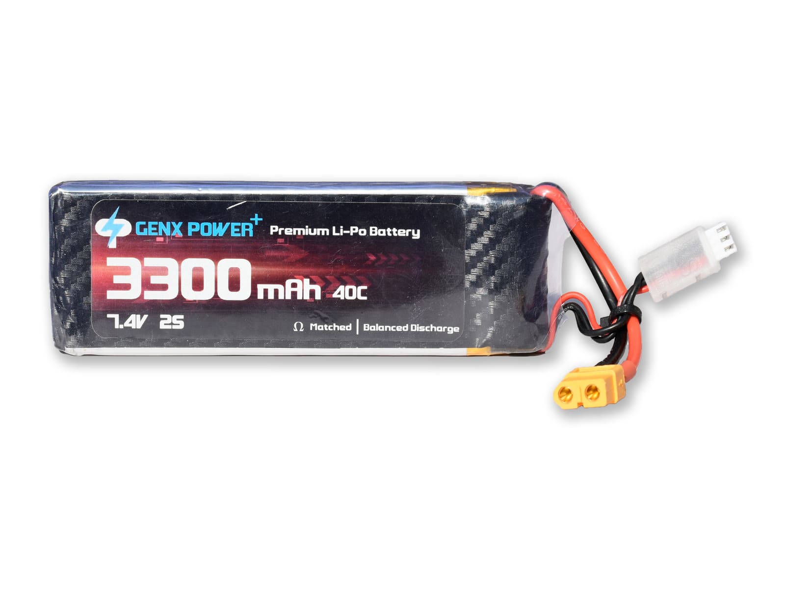 7.4V · 2S · 3300mAh · 60C — GenX LiPo Series UAV battery pack