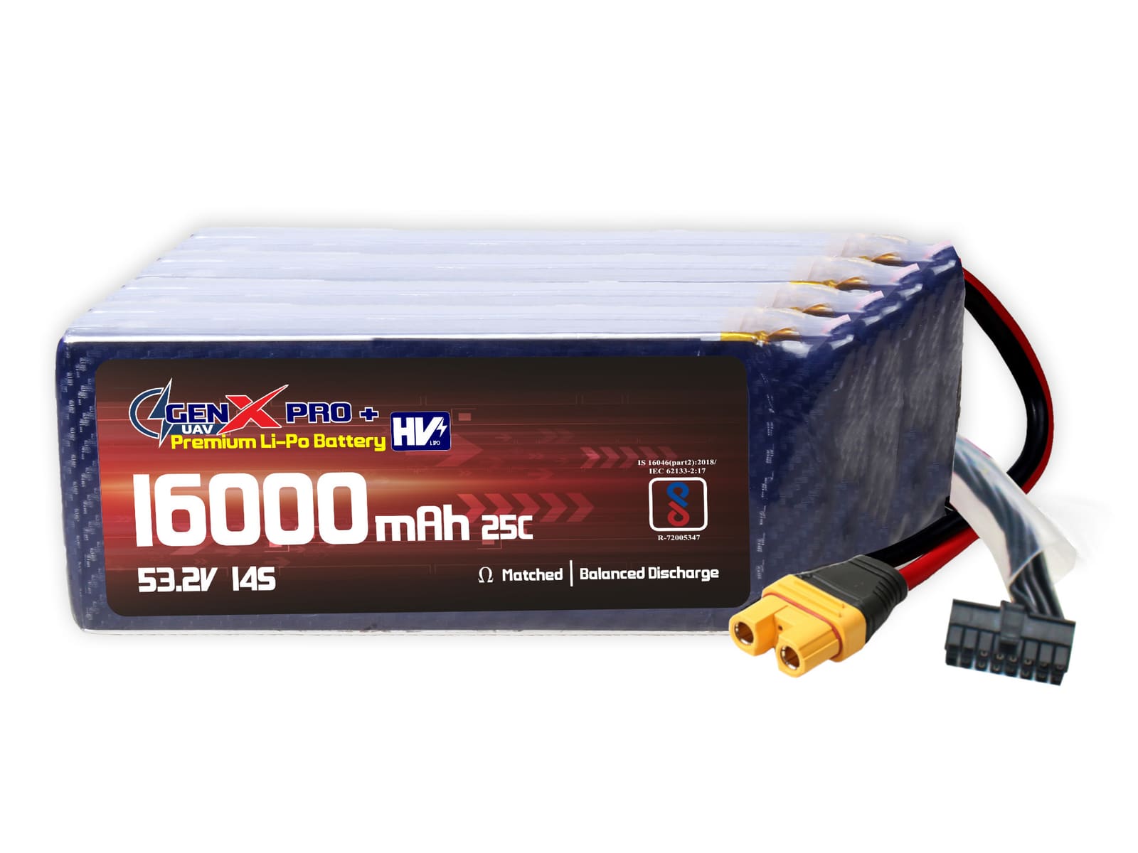 53.2V · 14S · 16000mAh · 40C — GenX LiPo Series UAV battery pack