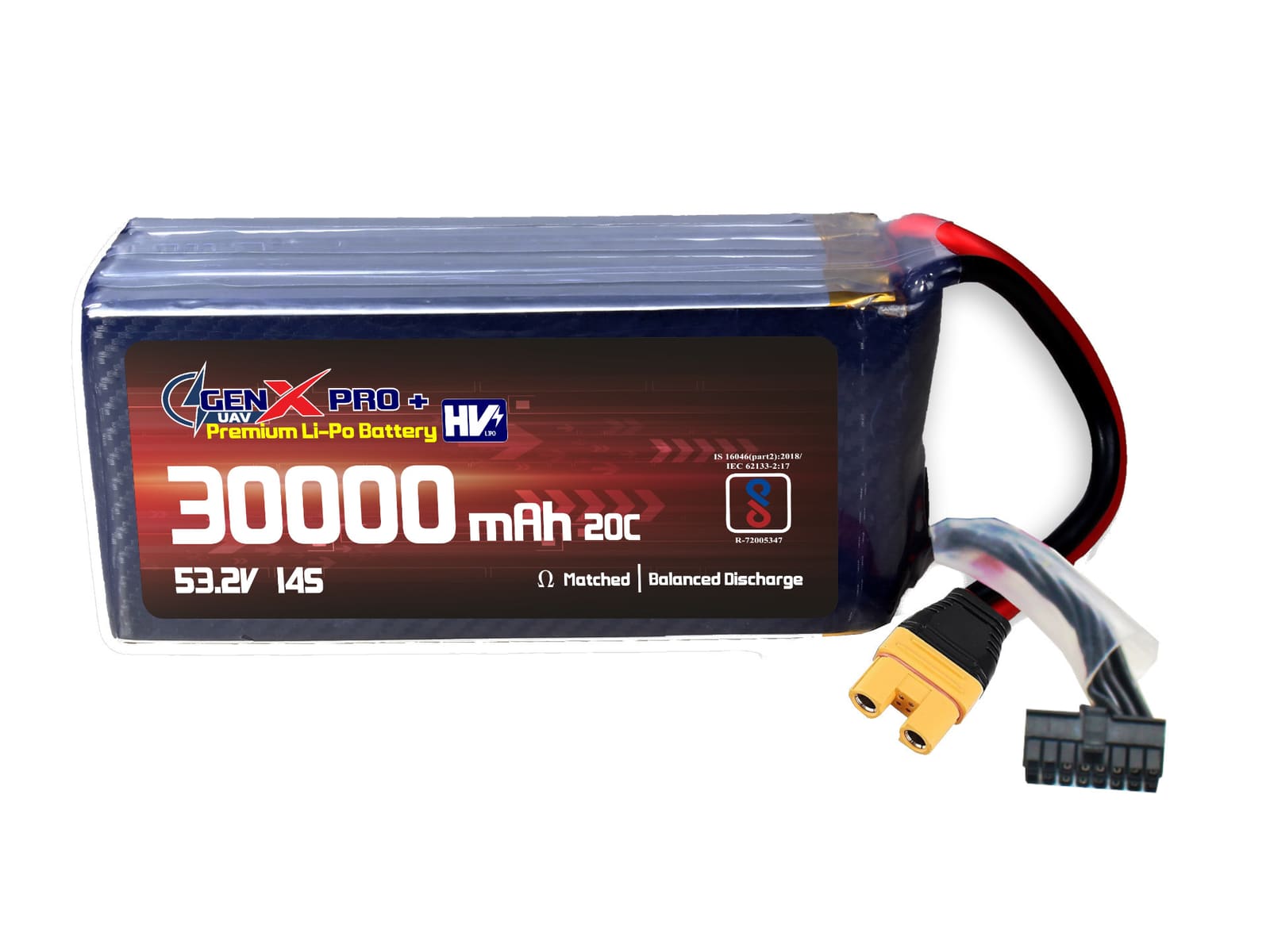 53.2V · 14S · 30000mAh · 40C — GenX LiPo Series UAV battery pack