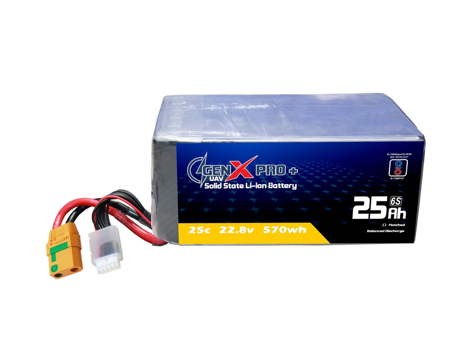 22.8V · 6S · 25000mAh · 40C — GenX Pro+ · Solid-State Series UAV battery pack