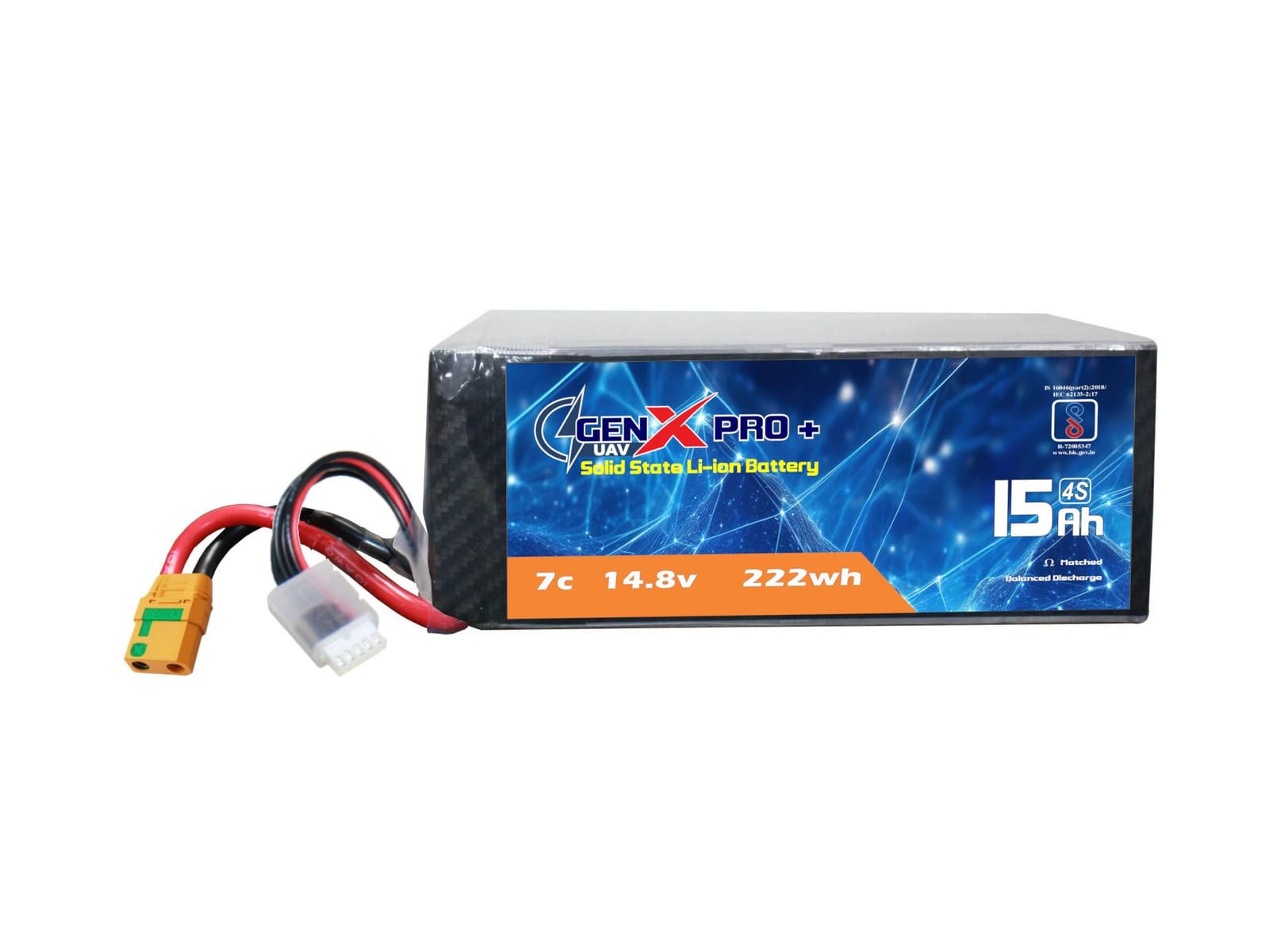14.8V · 4S · 15000mAh · 7C — GenX Pro+ · Solid-State Series UAV battery pack