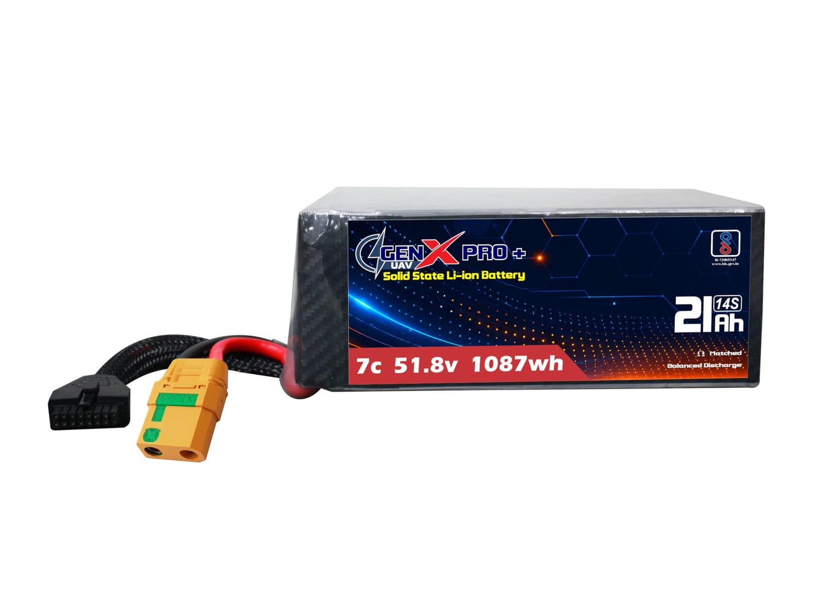 51.8V · 14S · 21000mAh · 7C — GenX Pro+ · Solid-State Series UAV battery pack