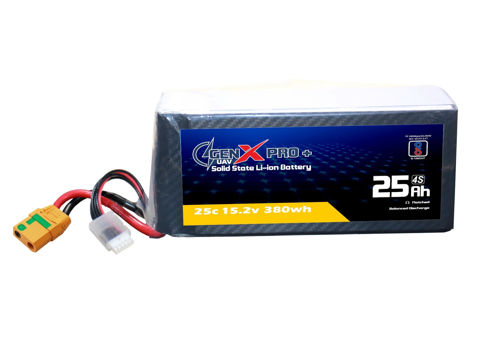 15.2V · 4S · 25000mAh · 40C — GenX Pro+ · Solid-State Series UAV battery pack