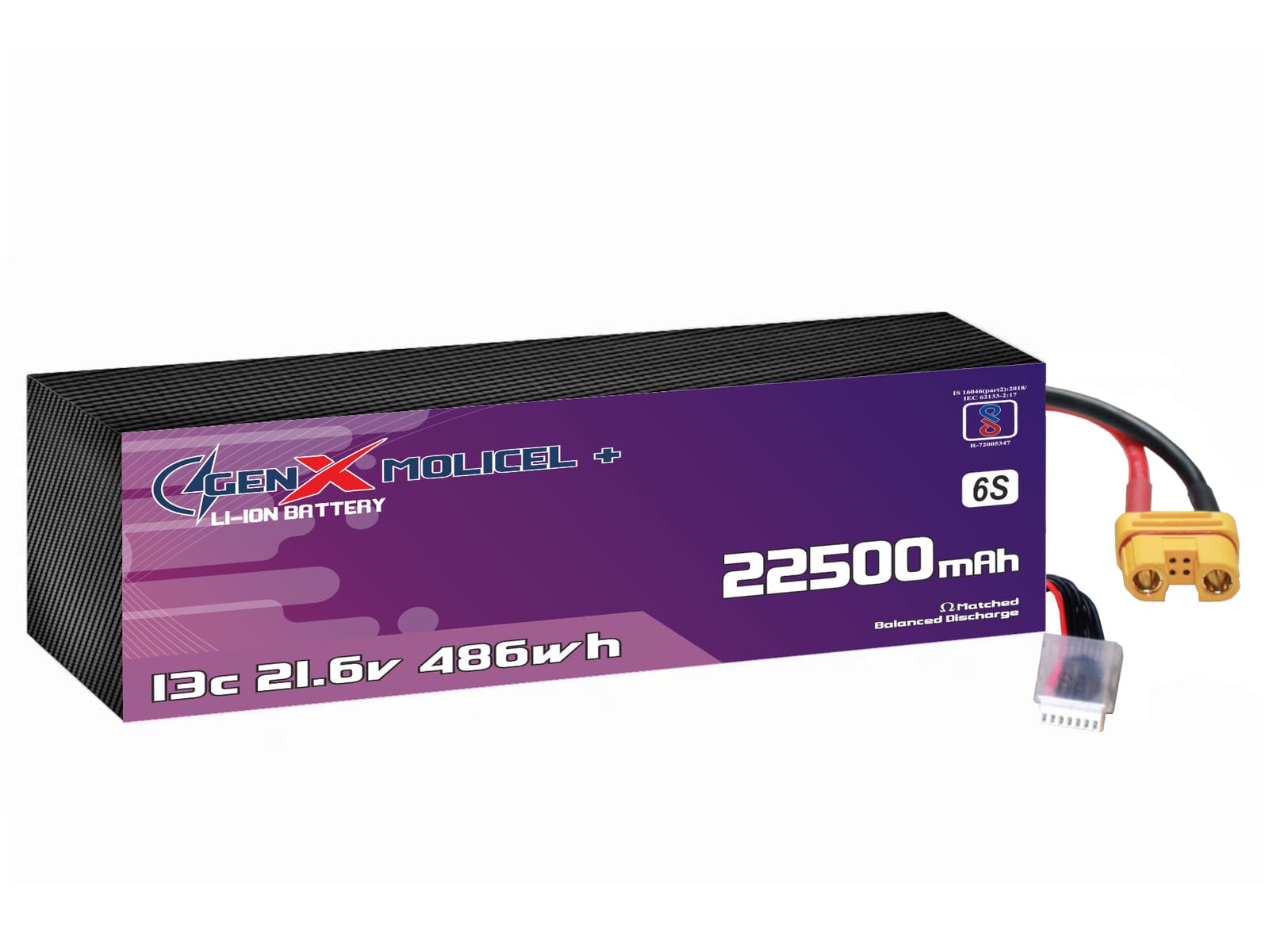 21.6V · 6S · 22500mAh · 13C — GenX UAV Battery Series UAV battery pack