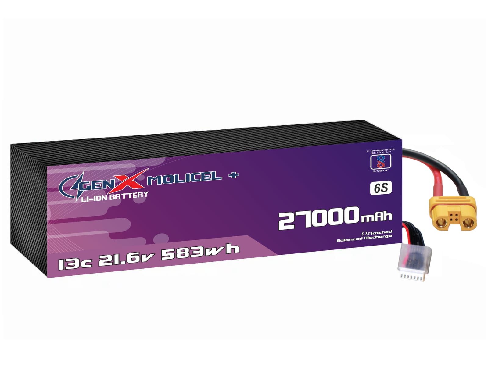 21.6V · 6S · 27000mAh · 13C — GenX UAV Battery Series UAV battery pack