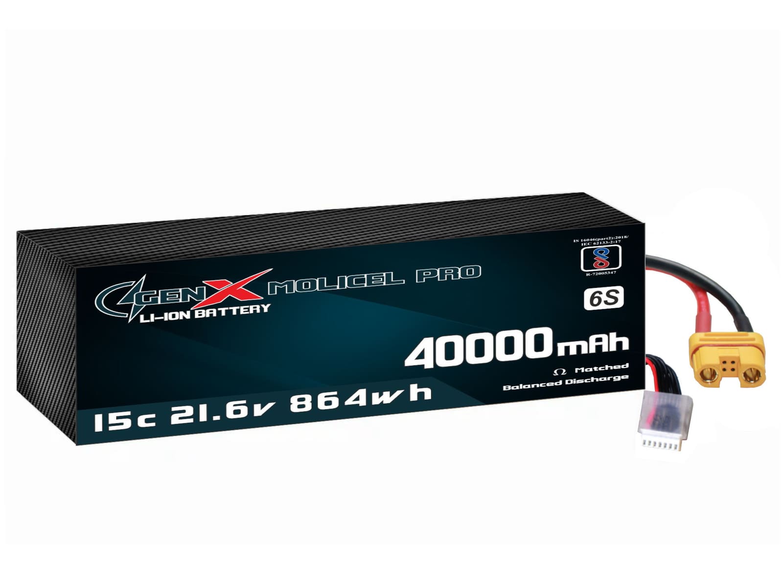 21.6V · 6S · 40000mAh · 15C — GenX UAV Battery Series UAV battery pack
