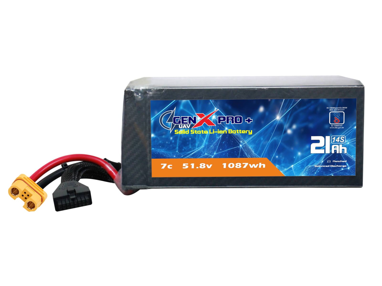 51.8V · 14S · 21000mAh · 7C — GenX Pro+ · Solid-State Series UAV battery pack