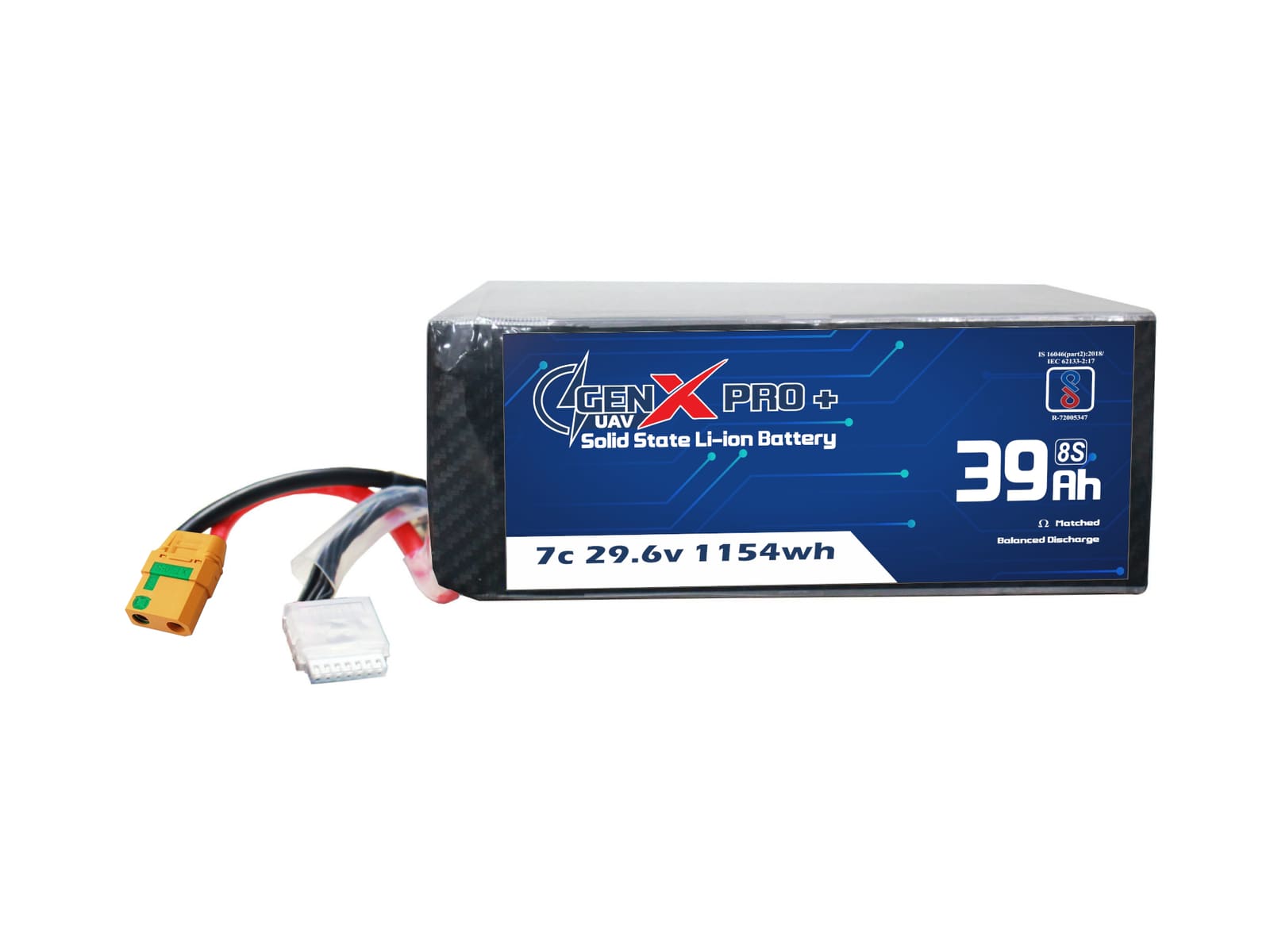 29.6V · 8S · 39000mAh · 3C — GenX Pro+ · Solid-State Series UAV battery pack