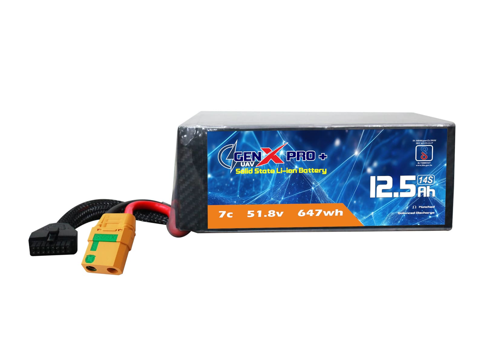 51.8V · 14S · 12500mAh · 7C — GenX Pro+ · Solid-State Series UAV battery pack