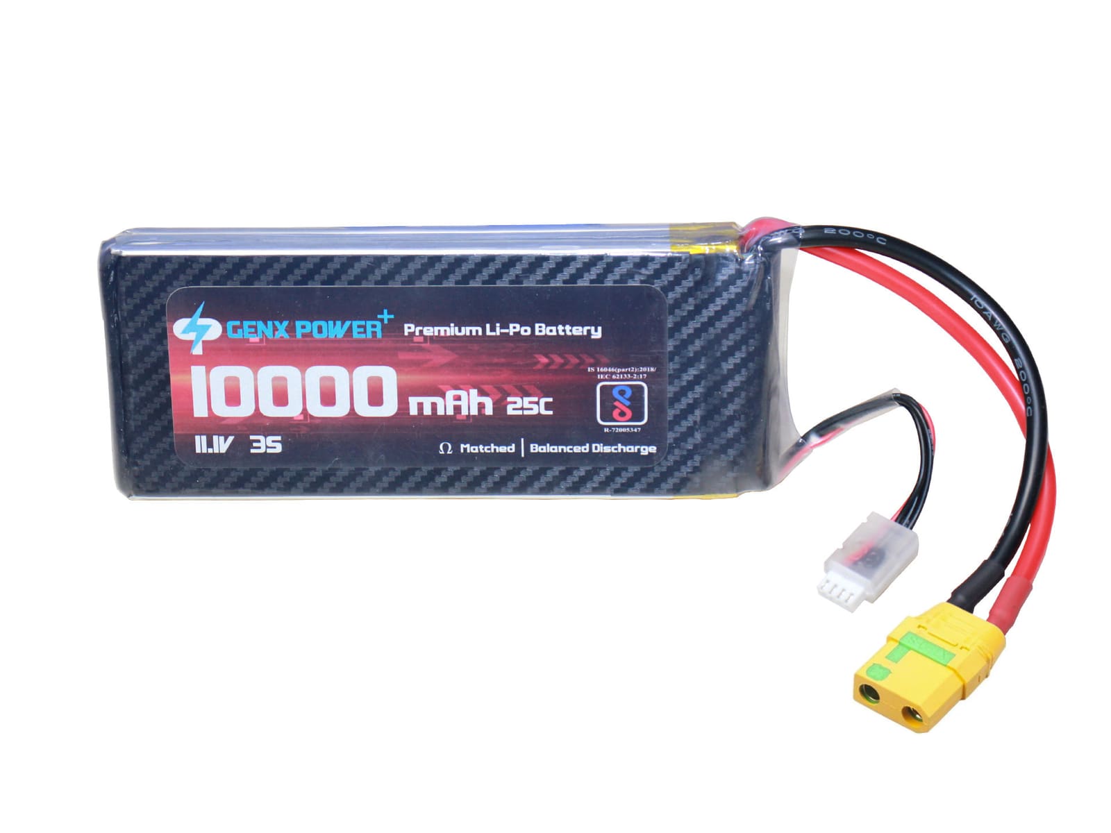 11.1V · 3S · 10000mAh · 40C — GenX LiPo Series UAV battery pack
