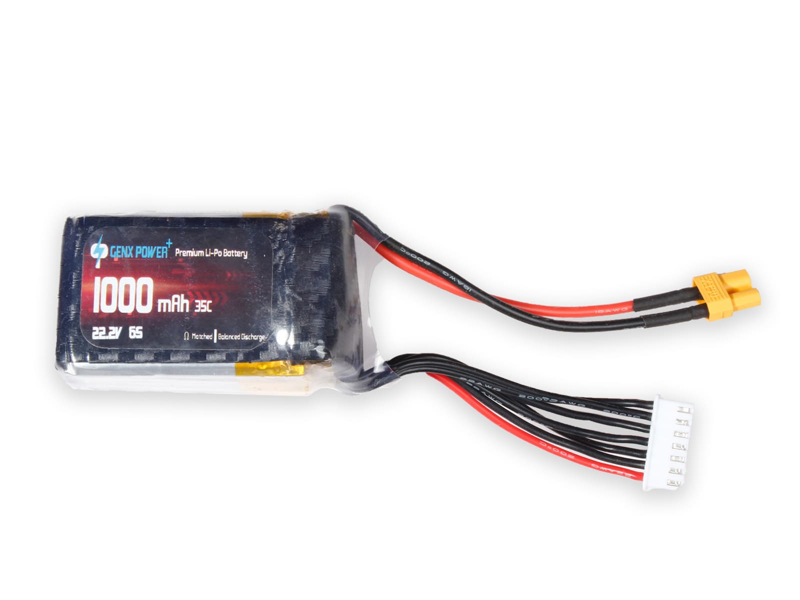 22.2V · 6S · 1000mAh · 60C — GenX LiPo Series UAV battery pack