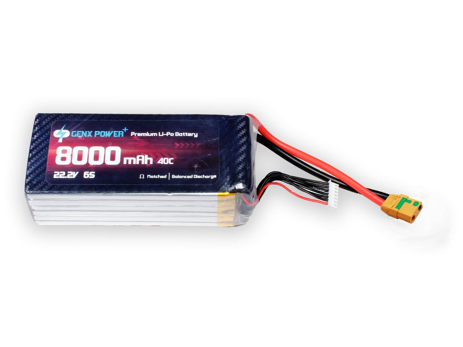 22.2V · 6S · 8000mAh · 40C — GenX LiPo Series UAV battery pack