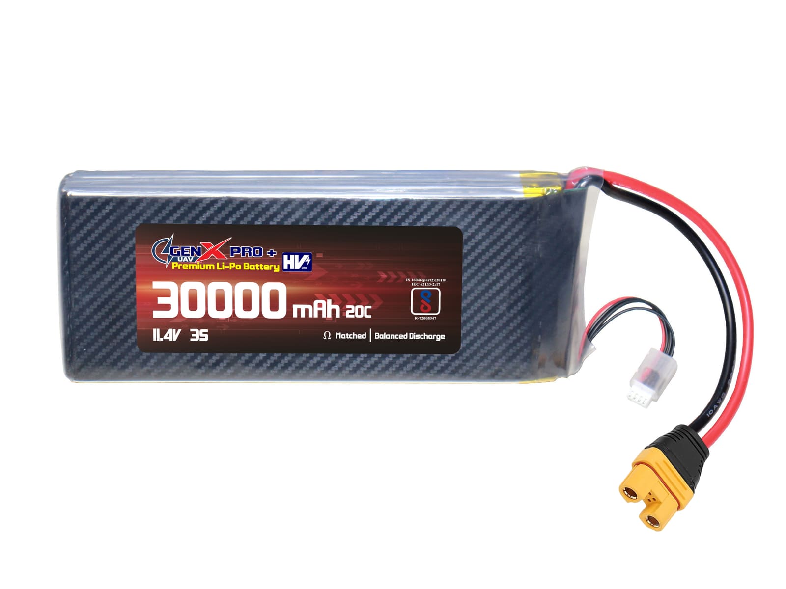 11.4V · 3S · 30000mAh · 40C — GenX LiPo Series UAV battery pack
