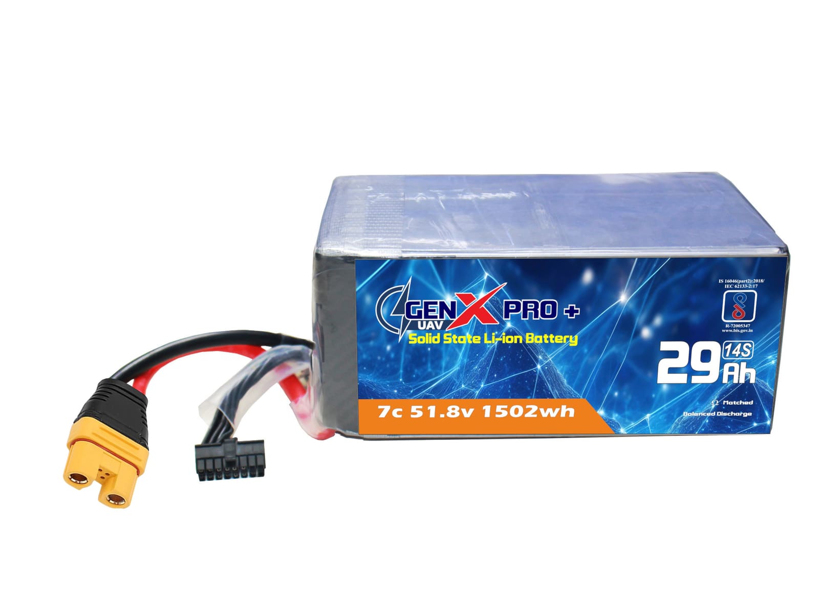 51.8V · 14S · 29000mAh · 7C — GenX Pro+ · Solid-State Series UAV battery pack