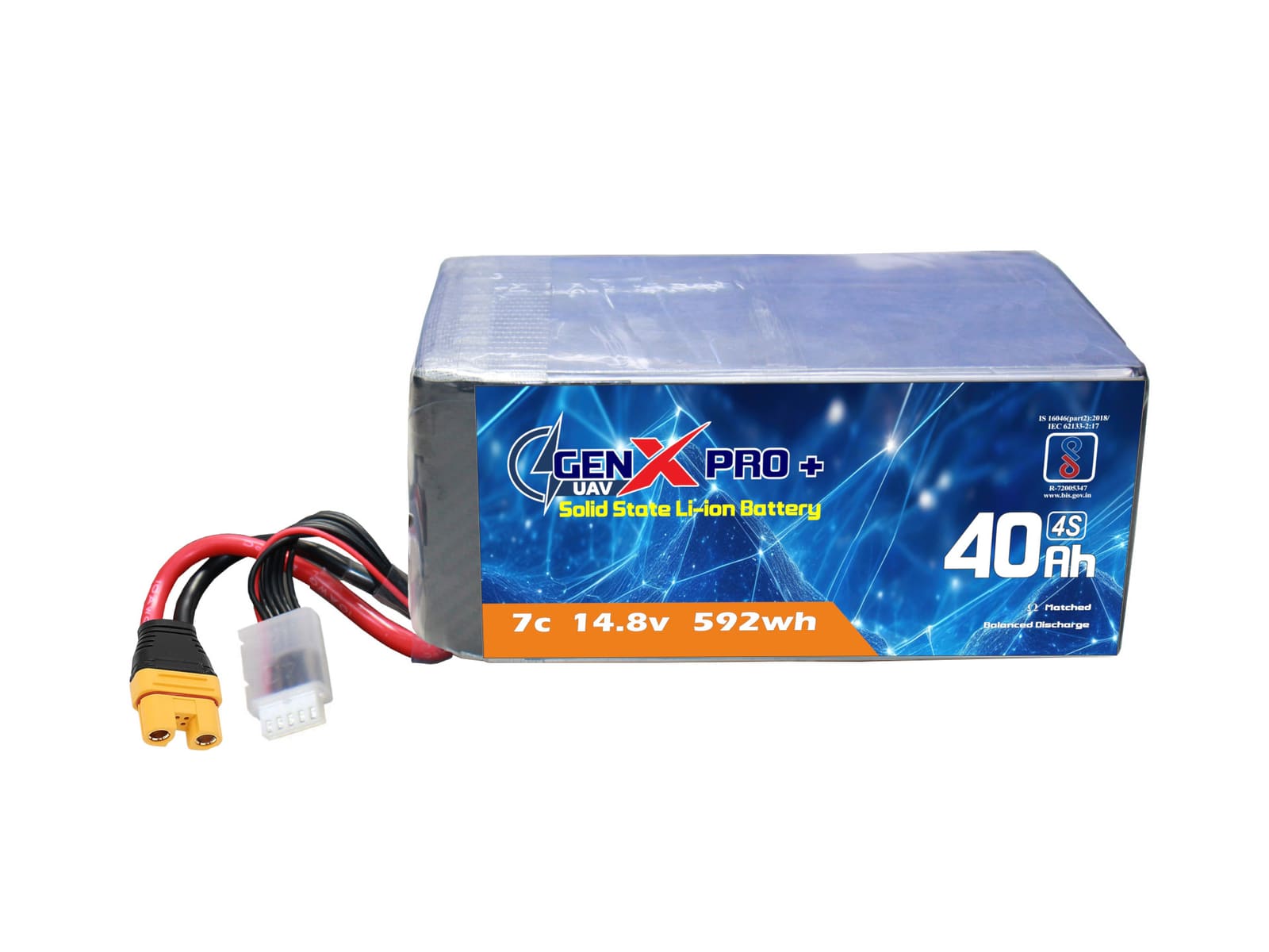 14.8V · 4S · 40000mAh · 7C — GenX Pro+ · Solid-State Series UAV battery pack