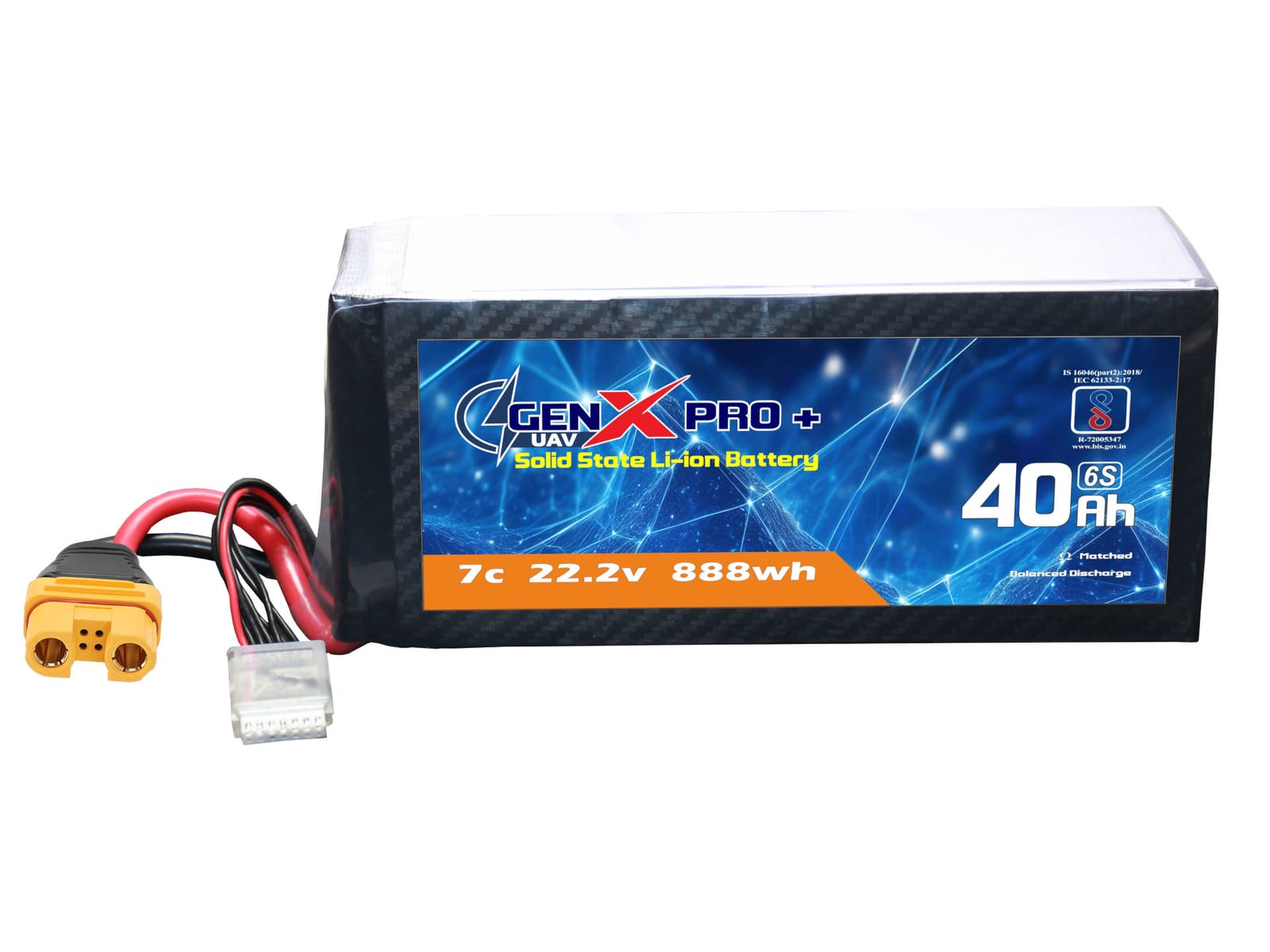22.2V · 6S · 40000mAh · 7C — GenX Pro+ · Solid-State Series UAV battery pack