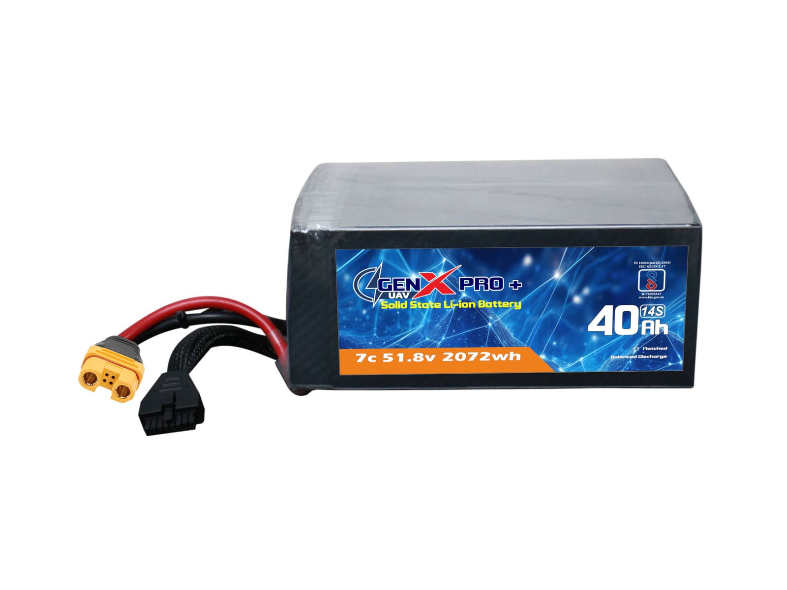 51.8V · 14S · 40000mAh · 7C — GenX Pro+ · Solid-State Series UAV battery pack