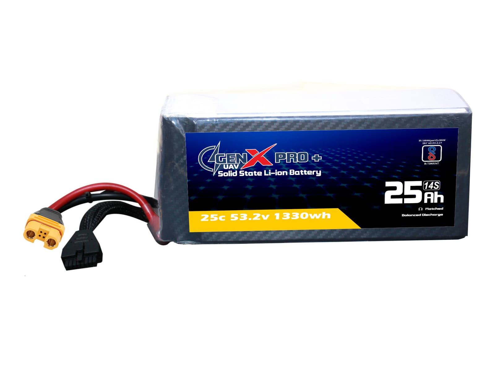 53.2V · 14S · 25000mAh · 40C — GenX Pro+ · Solid-State Series UAV battery pack