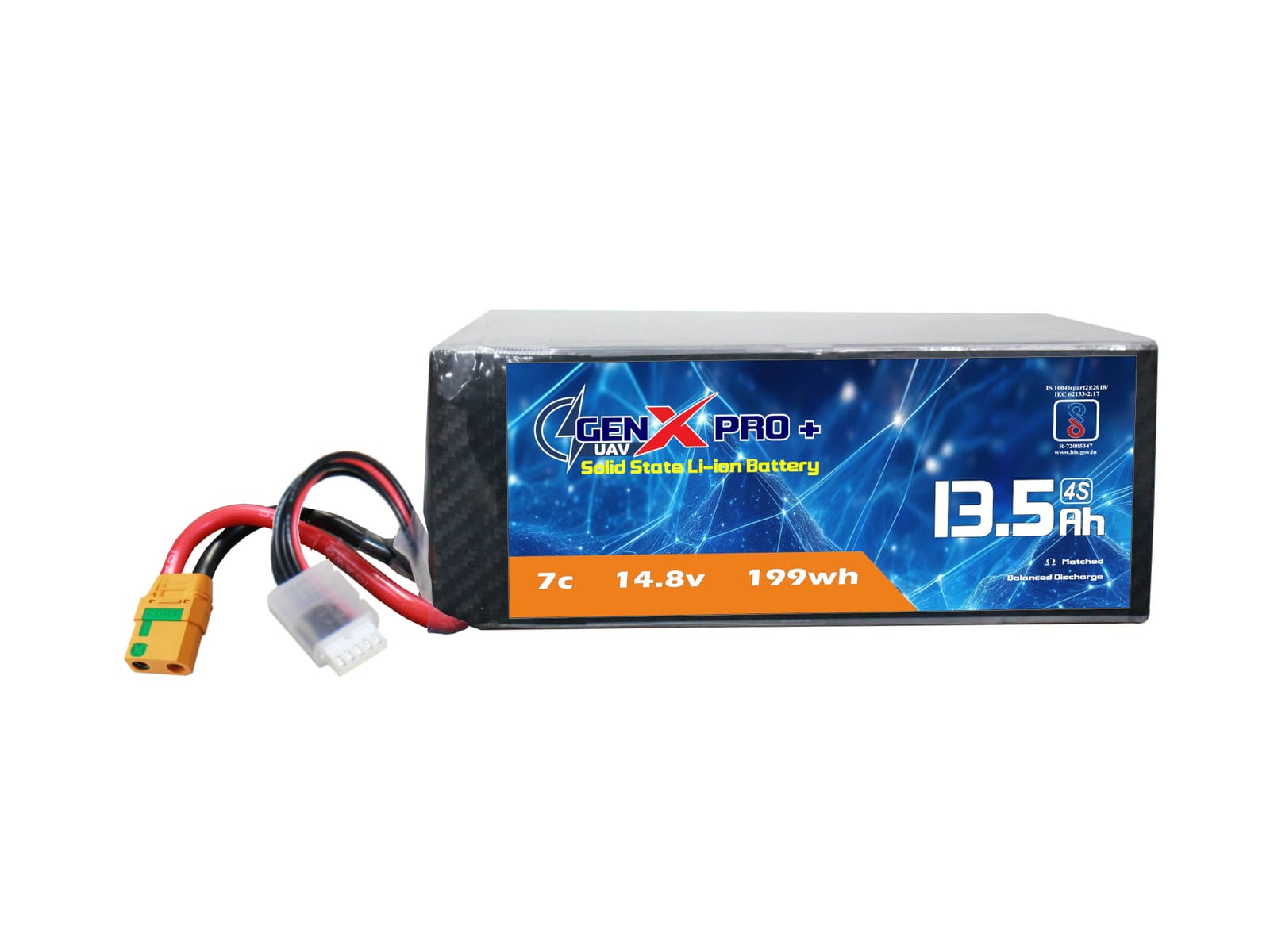 14.8V · 4S · 13500mAh · 7C — GenX Pro+ · Solid-State Series UAV battery pack