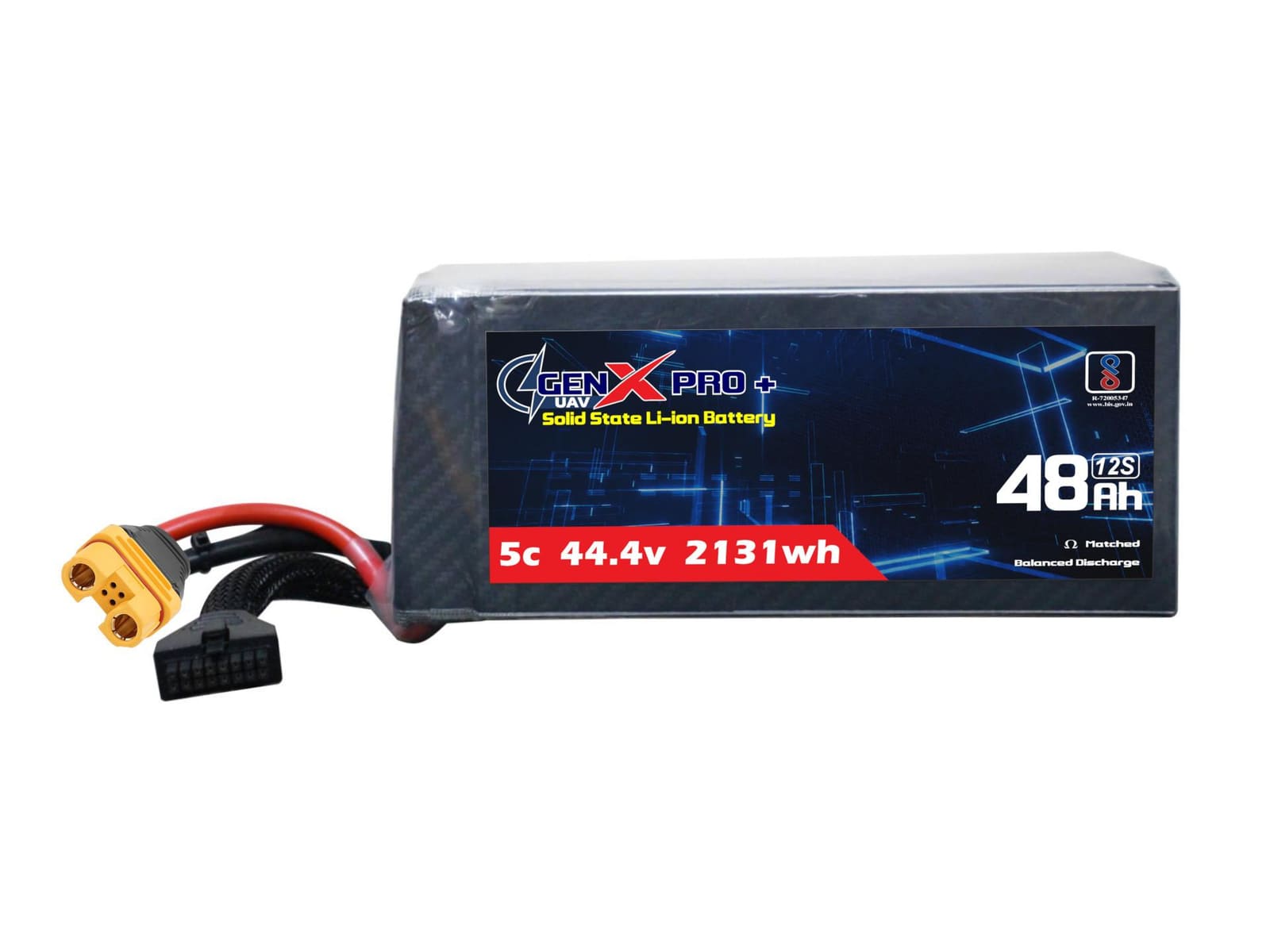 44.4V · 12S · 48000mAh · 5C — GenX Pro+ · Solid-State Series UAV battery pack